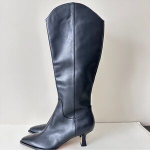 NEW Dolce Vita Annika Black Leather Knee-High Pointed Toe Women's Boots, Sz 9